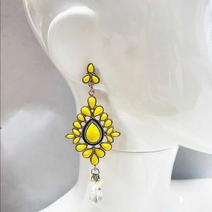 Burst of Yellow Amazing Statement Earrings-Boutique